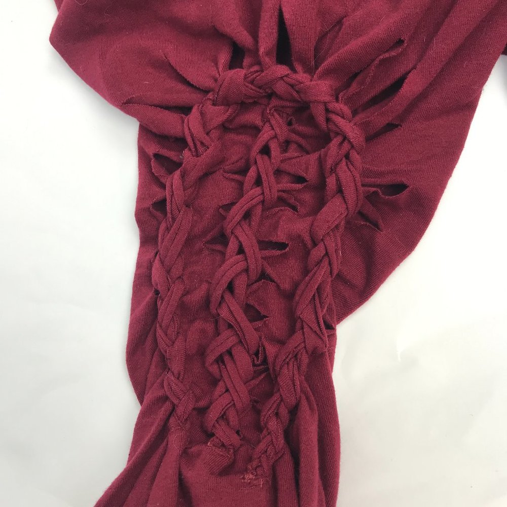 Burgundy SlitWeave Braided Leggings